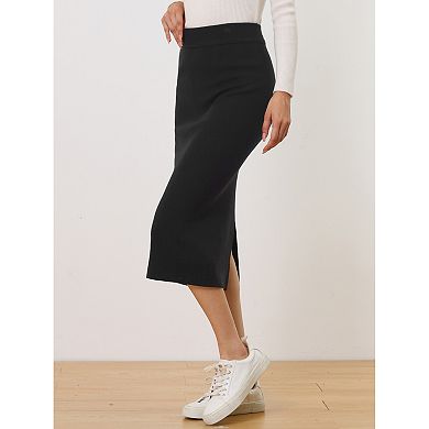 Women's Straight Skirt High Waist Midi Sweater Pencil Skirt