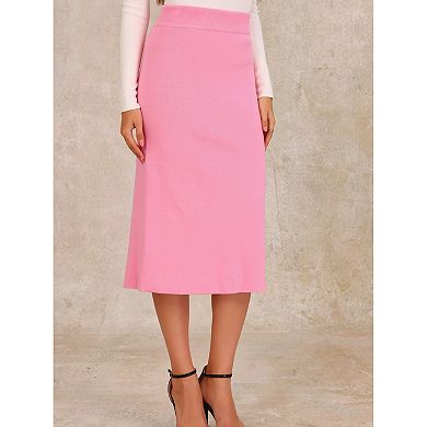 Women's Straight Skirt High Waist Midi Sweater Pencil Skirt