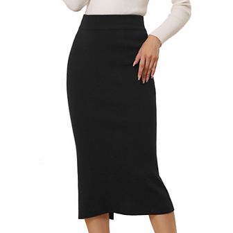 Women's Straight Skirt High Waist Midi Sweater Pencil Skirt