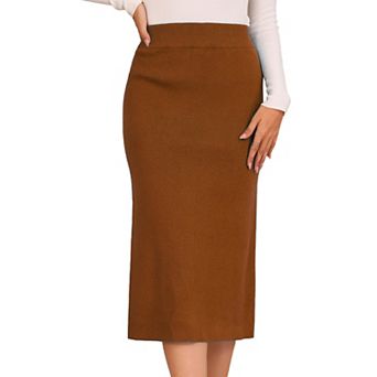 Women's Straight Skirt High Waist Midi Sweater Pencil Skirt