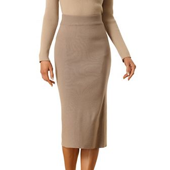 Women's Straight Skirt High Waist Midi Sweater Pencil Skirt