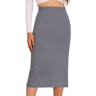 Women's Straight Skirt High Waist Midi Sweater Pencil Skirt
