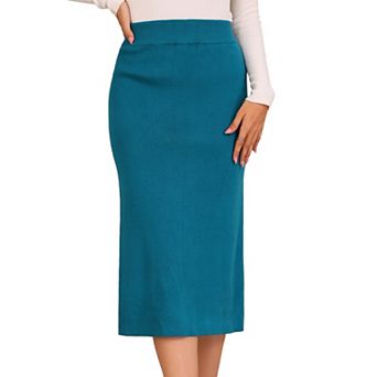 Women's Straight Skirt High Waist Midi Sweater Pencil Skirt
