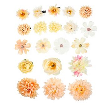 20 pc Women Flower Hair Clips Flower Hair Barrettes For Party Beach Beige