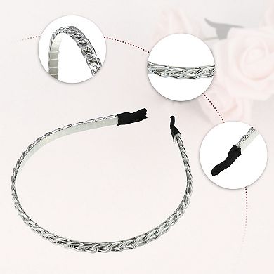 2pcs Twisted Link Chain Shape Metal Mesh Headband Gold Tone Silver Tone 4.92"