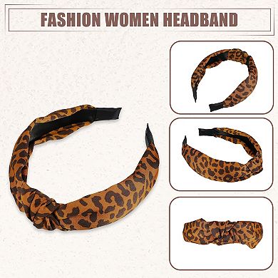 Leopard Pattern Headband Women Elastic Knotted Headbands Accessories Orange
