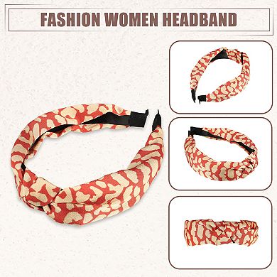 Leopard Pattern Headband For Women Elastic Knotted Headband Accessories Red