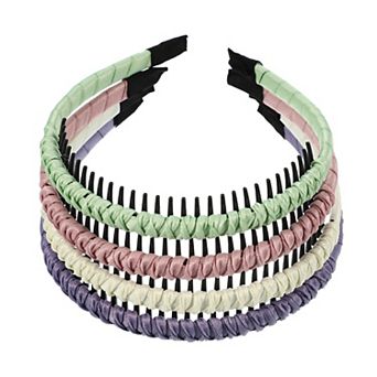 4 pc Teeth Comb Headband Tooth Comb Hair Hoop Pink Purple Light Green Beige