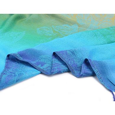 Large Tassel Wrap Floral Gradient Color Scarf for Women