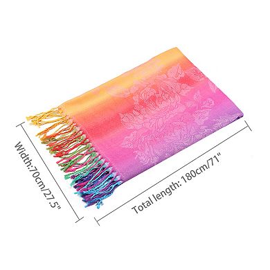 Large Tassel Wrap Floral Gradient Color Scarf for Women