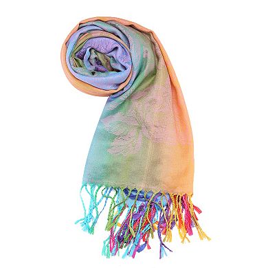 Large Tassel Wrap Floral Gradient Color Scarf for Women