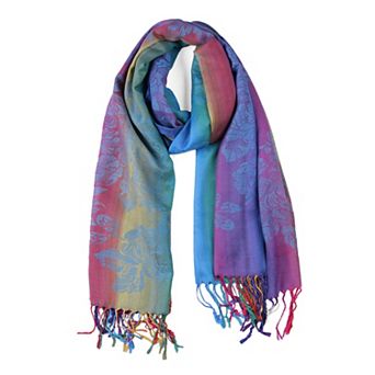 Large Tassel Wrap Floral Gradient Color Scarf For Women
