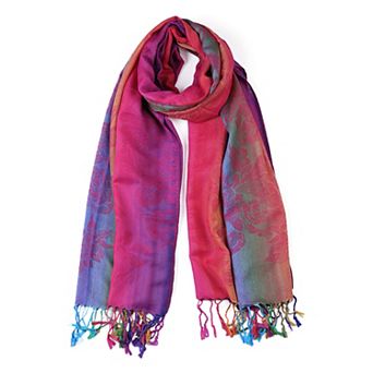 Large Tassel Wrap Floral Gradient Color Scarf for Women