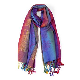 Large Tassel Wrap Floral Gradient Color Scarf for Women