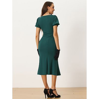 knee length dresses for ladies ZAPAKA Women White Mermaid Knee Length Party Dress Short Sleeves Lace  Tiered Cocktail Dress – ZAPAKA NZ main image 0