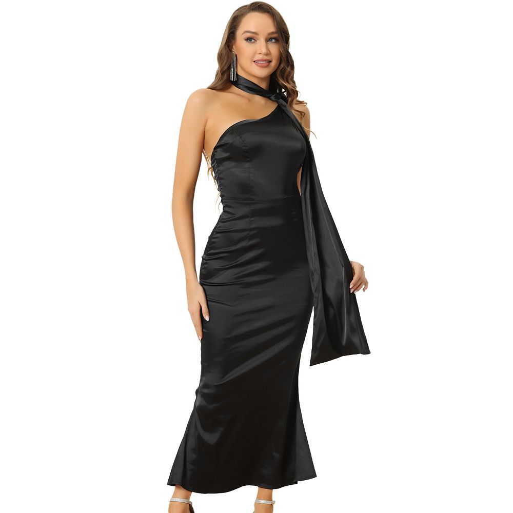 Backless Maxi Dress – Elegant Satin Evening Gown for Formal Events