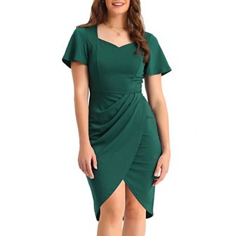 Bodycon Dress For Women Wrap Work Short Sleeve Dress