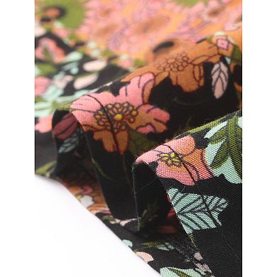 Boho Floral Dress For Women Square Neck Midi Smocked Dress