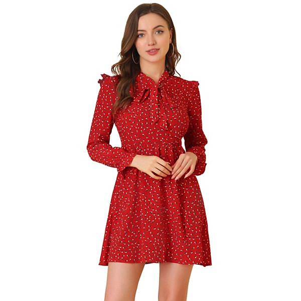 Floral Front Tie Shirred Waist Ruffle Mini Dress