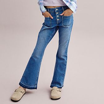 Girls 6-20 SO® High Rise Patch Pocket Flare Jeans in Regular & Plus