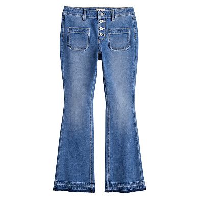 Girls 6-20 SO High Rise Patch Pocket Flare Jeans in Regular & Plus