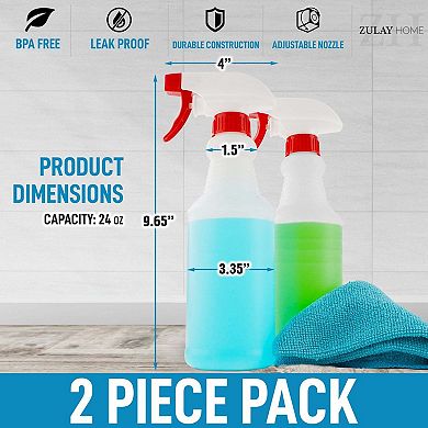 Zulay Kitchen 24 oz Spray Bottle - Heavy Duty Cleaning Spray Bottles For Cleaning Solutions 2 Pack