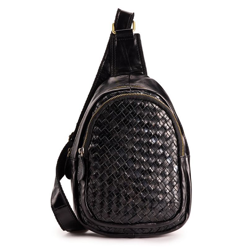 AmeriLeather Woven Crossbody Bag, Black