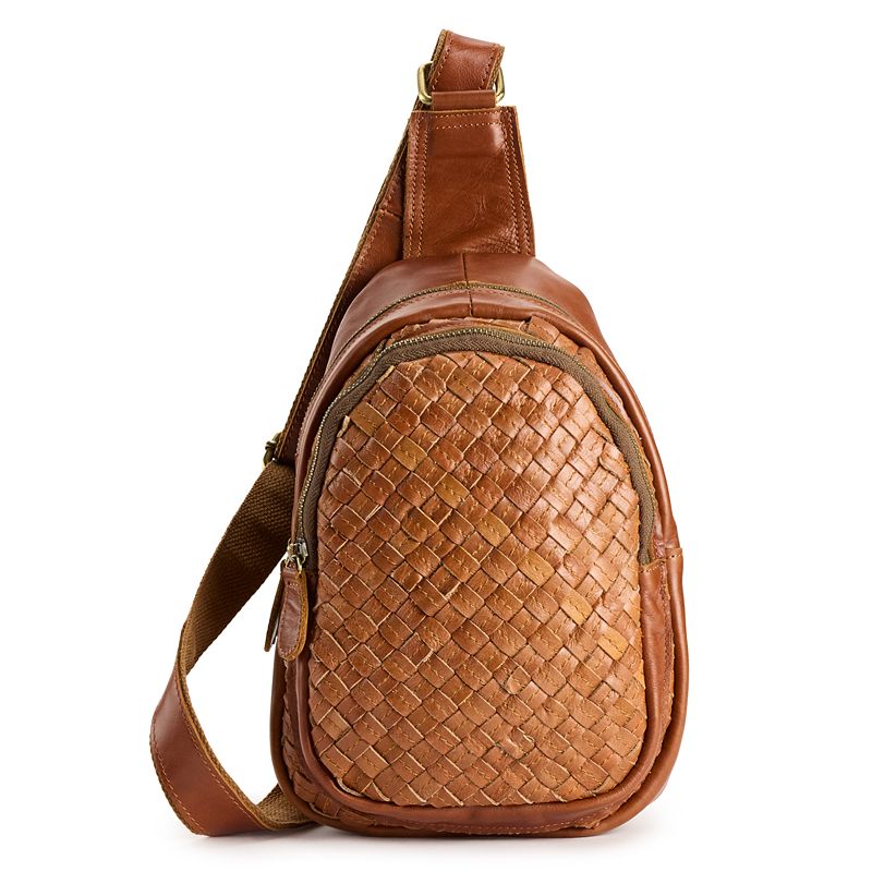 AmeriLeather Woven Crossbody Bag, Brown