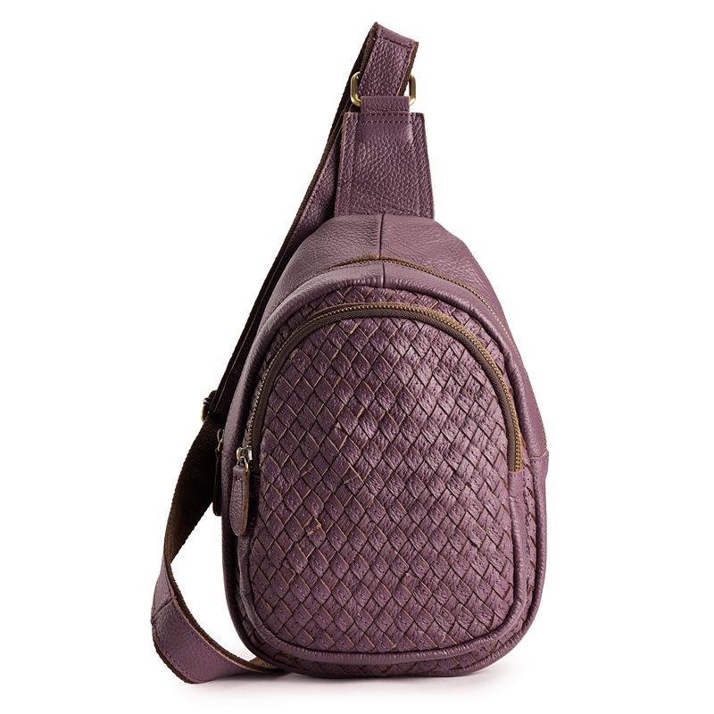 AmeriLeather Woven Crossbody Bag, Eggplant