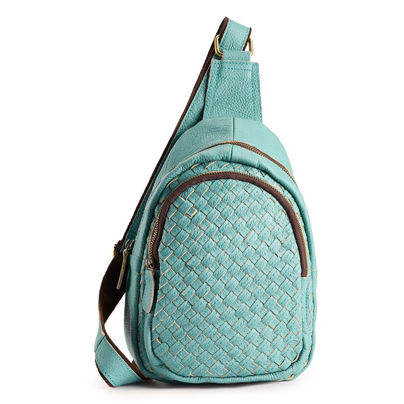 AmeriLeather Woven Crossbody Bag, Turquoise