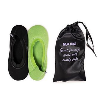 Women's MUK LUKS 2-Pair Travel Ballerina Slipper Socks Set