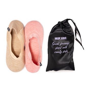 Women's MUK LUKS 2-Pair Travel Ballerina Slipper Socks Set