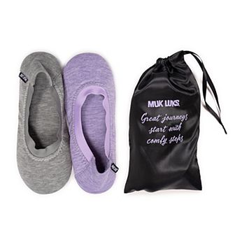 Women's MUK LUKS 2-Pair Travel Ballerina Slipper Socks Set