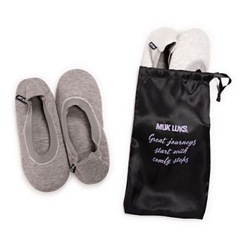 Women's MUK LUKS 2-Pair Travel Ballerina Slipper Socks Set