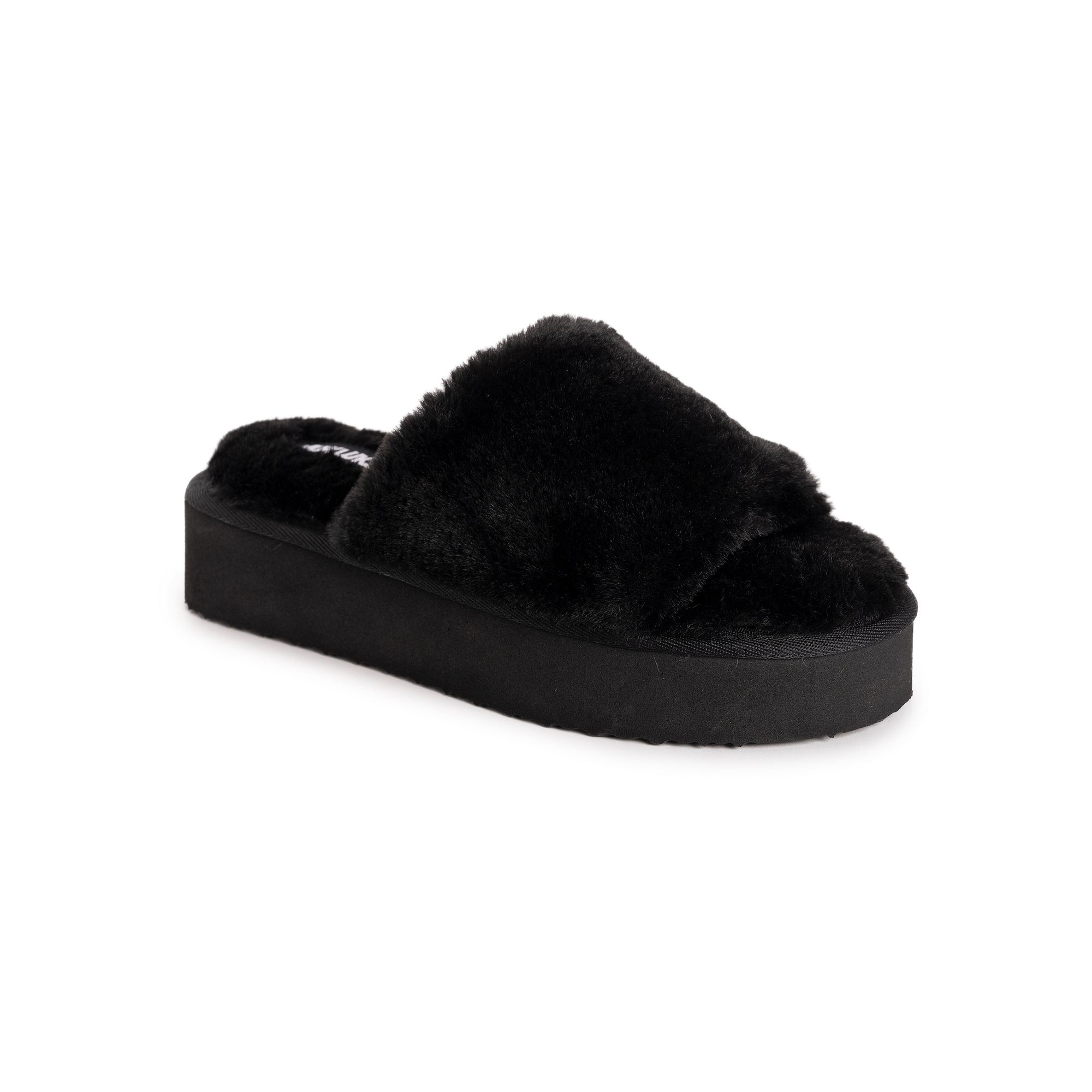 Womens MUK LUKS Platform Slide Slippers, Size: Small, Black