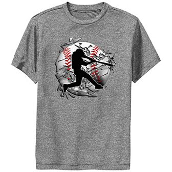 Boys Baseball Player Ball Crusher Performance Graphic Tee