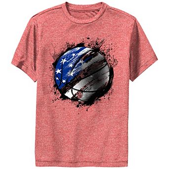 Boys USA Flag Print Throw Basketball Performance Graphic Tee