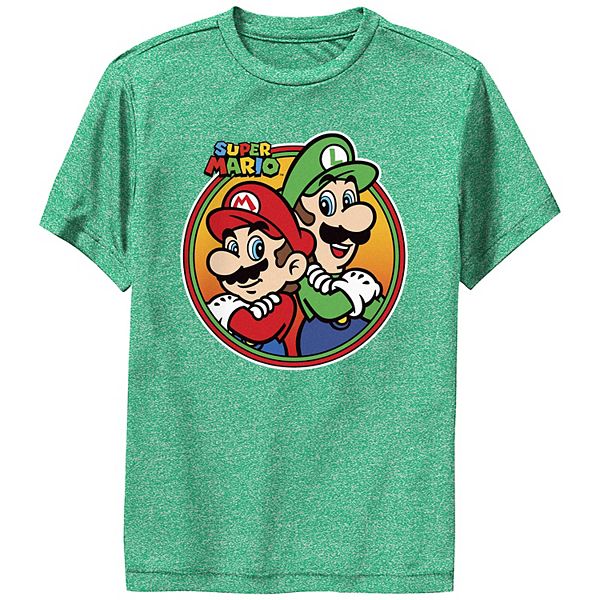 Boys Super Mario Bros And Luigi Stamp Performance Graphic Tee