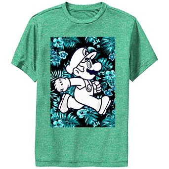 Boys Super Mario Bros Running Tropical Background Performance Graphic Tee