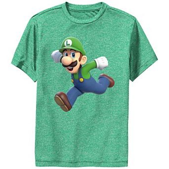 Boys Super Mario Bros Luigi Running Performance Graphic Tee