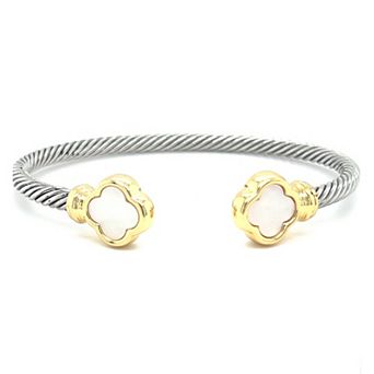 Juvell Two-Tone 18k Gold Plated Medallion Bangle Bracelet