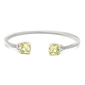 Juvell Two-Tone 18k Gold Plated Simulated Peridot Bangle Bracelet