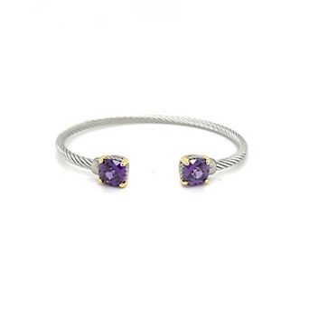 Juvell Two-Tone 18k Gold Plated Amethyst Bangle Bracelet