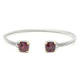 Juvell Two-Tone 18k Gold Plated Garnet Bangle Bracelet