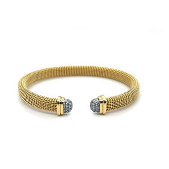 Juvell 18k Gold Plated Cubic Zirconia Textured Bangle Bracelet