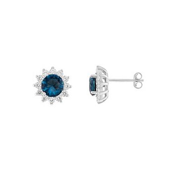 PRIMROSE Blue Spinel & Cubic Zirconia Starburst Stud Earrings