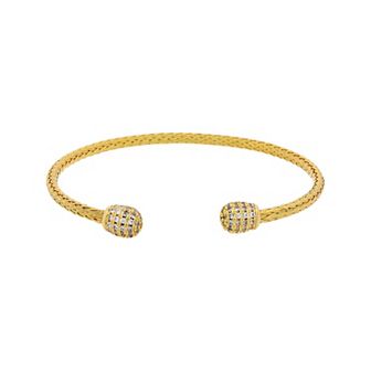 Juvell 18k Gold Plated Cubic Zirconia Woven Texture Bangle Bracelet