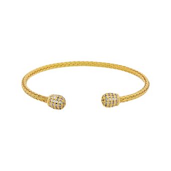 Juvell 18k Gold Plated Cubic Zirconia Woven Texture Bangle Bracelet