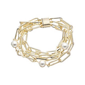 Juvell 18K Gold Plated Simulated Pearl Bracelet