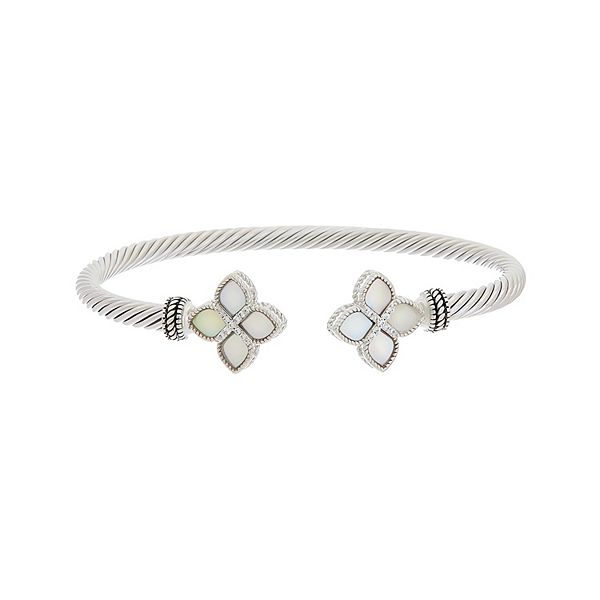 Juvell 18k White Gold Plated Blossom Ends Cuff Bracelet